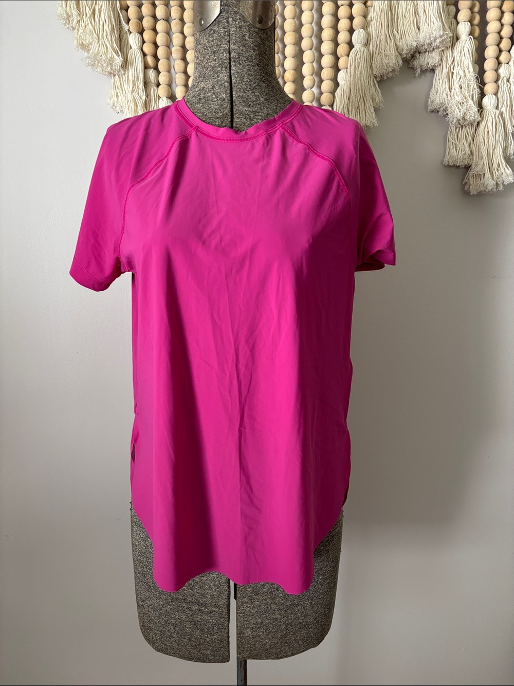 Athleta Women’s Short-Sleeve Active Cover Your Assets Tee in Fuchsia Pink